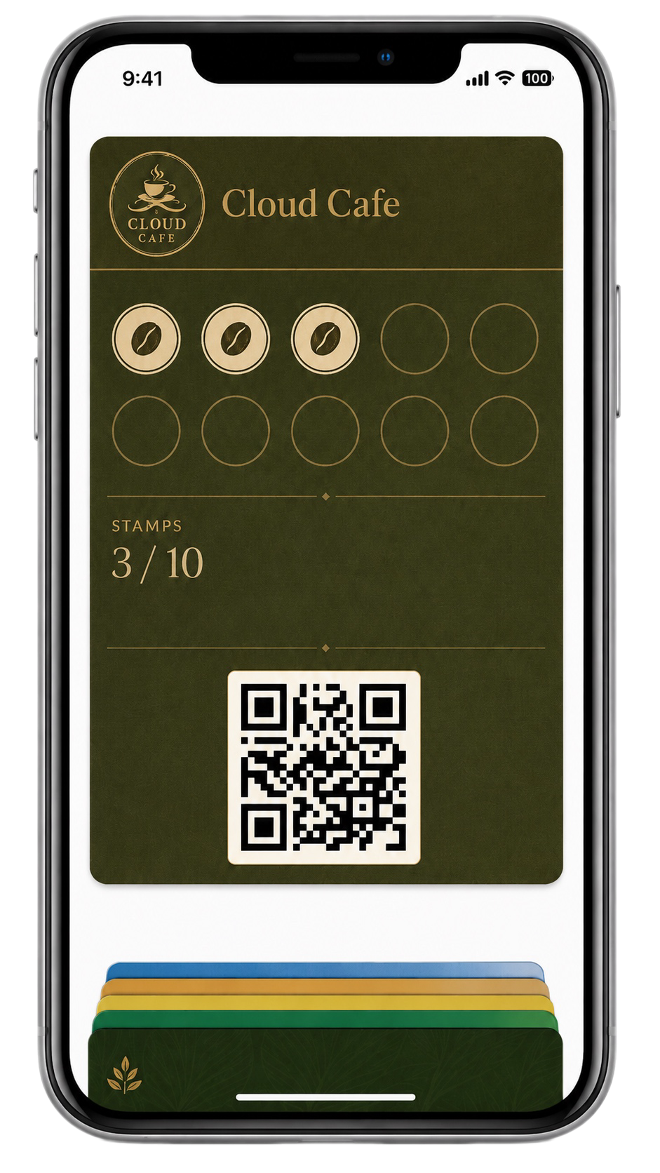 Cloud Cafe stamp card in Apple Wallet